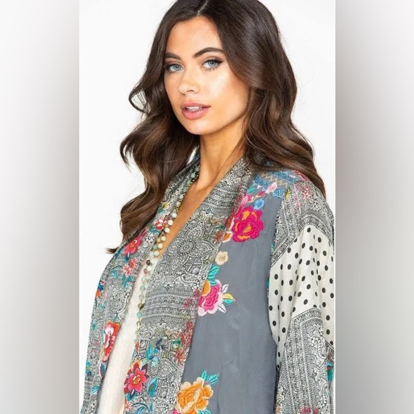 Johnny Was Ellamo embroidered floral silk mixed print cardigan size xs - Picture 5 of 9